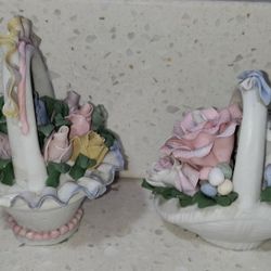 Vintage Porcelain Flower Baskets/ $10 For Both