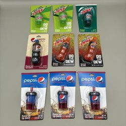 Mountain Dew & Pepsi Lip Balm Lot of 9 - Wild Cherry, Cherry Vanilla, Orange Livewire & Baja Blast