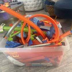Large Container Of Hot Wheels Tracks 