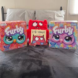 2 Furbies And A Love Monster With Book