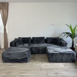 Brand New Boneless Corduroy Modular Sectional Sofa Couch