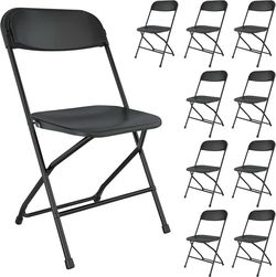10 Pack Black Folding Chairs, Portable Party Chairs, Plastic Folding Chair,Stackable Commercial Seats with Steel Frame for Office Wedding Party Patio 
