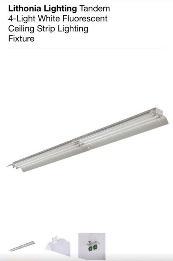 Lithonia Lighting Tandem 4-Light White Fluorescent Ceiling Strip Lighting Fixture