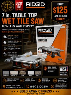 RIDGID 7 inch Table Top Wet Tile Saw