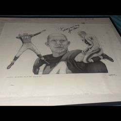 “Rare Y.A. Tittle Signed Lithograph – 17.5x24 Framed HOF 1971 Legend!