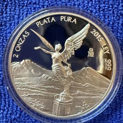 2015 2oz MEXICO LIBERTAD PROOF SILVER COIN 