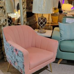 Pink/Green Accent Living Room Chair