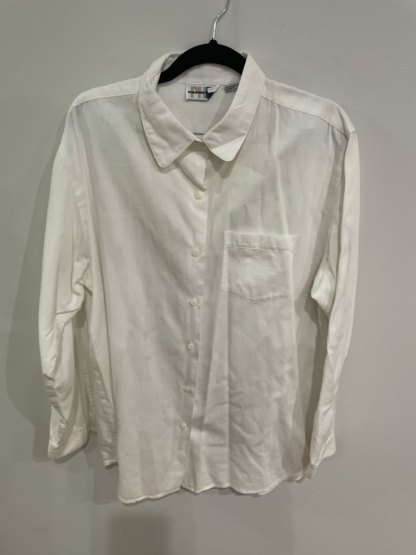 Vintage Paul Harris Men’s Large White Dress Shirt Collard Business Casual Shirt