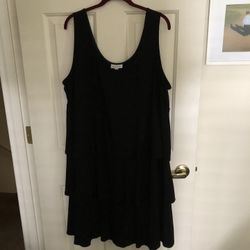 A Simple Black Jersey Tiered Tank Dress. Dress It Up With Jewelry & A Cover Up/shawl Or Wear As Is . Size 2x