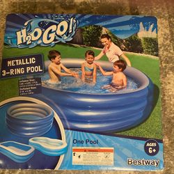 Bestway H2O GO 6 FT Metallic 3 Ring Round Inflatable Swimming Pool 79" x 21"