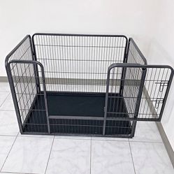 (New in box) $110 Pet Playpen Heavy-Duty Dog Kennel with Plastic Tray, 49x32x35” Tall