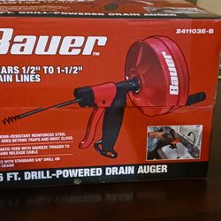 Bauer 25 Ft. Drill-Powered Drain Auger – NEW IN BOX