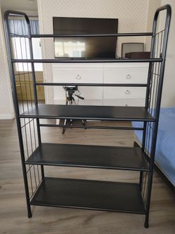 48 Inch 4-Tier Black Metal Shoe Rack For Sale