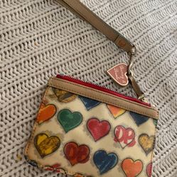 Vintage Dooney & Bourke Rainbow Hearts Cream 