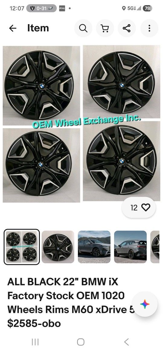 BMW IX Black 22" OEM Wheels Rims