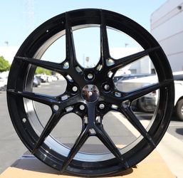 Set of 19" BBS Style Gloss Black Wheels Rims 19x8.5 +35 5x112 / 5x114.3 / 5x120
