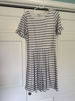 Blue and White Striped Cotton Dress