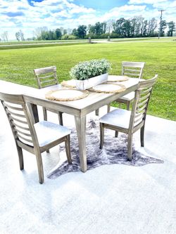 Table and four chairs