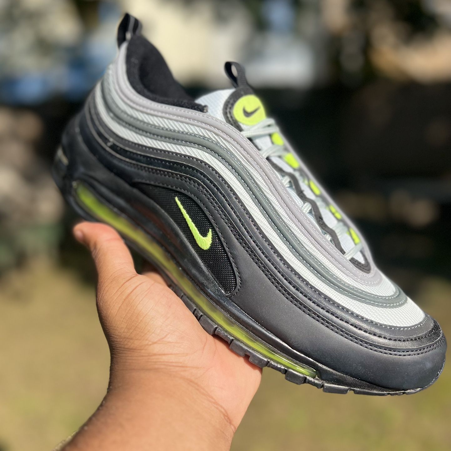 Nike Air Max 97 Icons Neon DX4235 001 Size 13 Black Neon Green Low Top Sneaker Nike Air Max 97 “Icons Neon 95” DX4235-001 Size 10M / 11.5W  main image 4