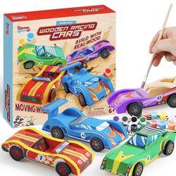 Brand New DIY Wooden Race Cars- Build and Paint Craft Kit