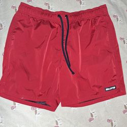 Hollister Stretch Solid Red Swim Trunks Surf Board Shorts Mens Large California  $35