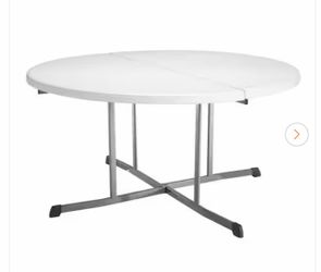 White Granite Round Folding Table