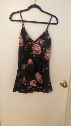 Black Floral Mini  romper with Spaghetti Straps