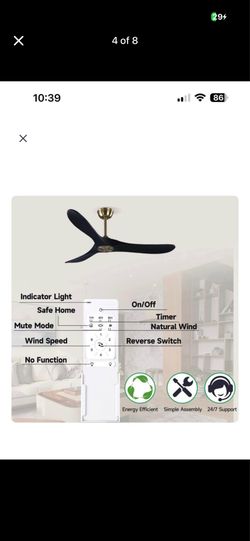 Fanawi 52 Inch Wood Ceiling Fan without Light, Modern Farmhouse Black Gold Ceiling Fan with Remote, Quiet DC Motor, Flush Mount Low Profile Indoor or