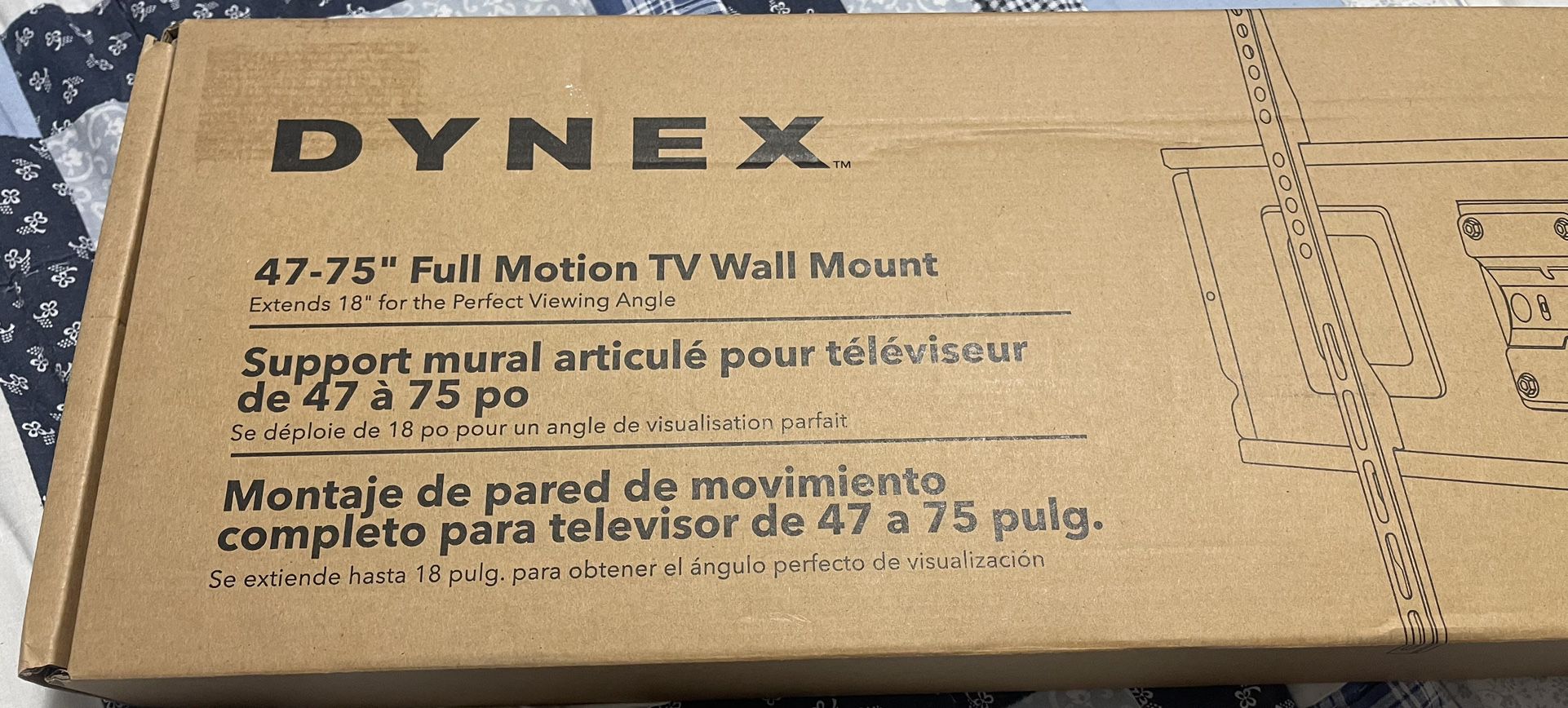 Dynex 47-75” Full Motion Tv Wall Mount