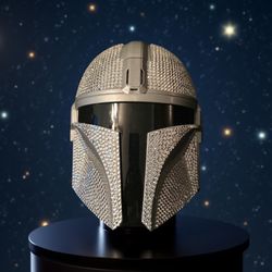 ✨ Blinged-Out Mandalorian Kids Mask – Sparkly Star Wars Helmet 