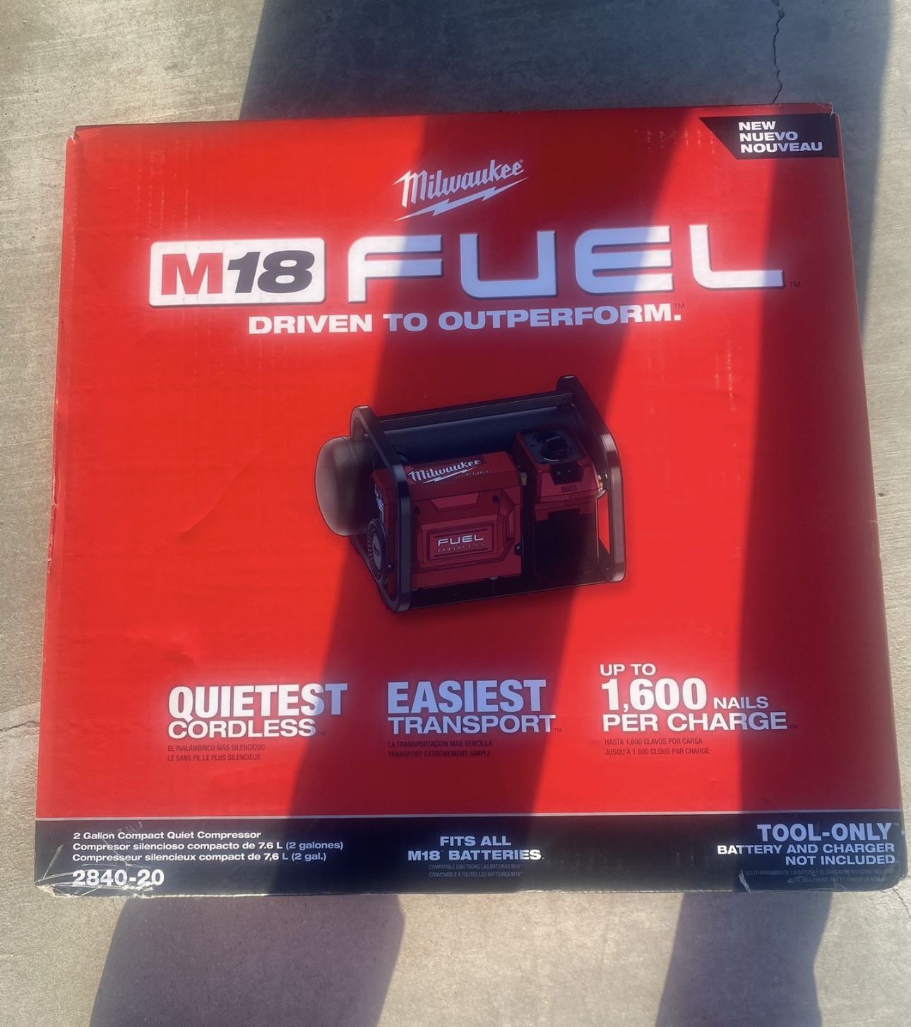 MILWAUKEE M18 FUEL BRUSHLESS SUPER QUIET AIR COMPRESSOR TOOL ONLY NEW