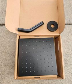 New 8" Matte Black Showerhead With Arm And Flange