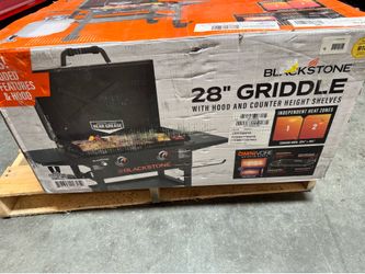 Blackstone Original Plancha Exterior, Parrilla de Superficie Plana de 2 Quemadores de 28" con Tapa y Ruedas, Negra