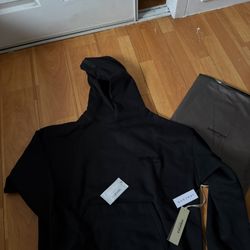 Dark Oat & Black Essentials Hoodie 