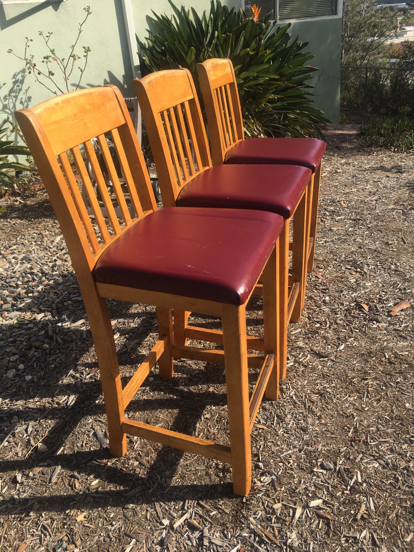 Bar stools light wood seat height 27” back height 41 “
