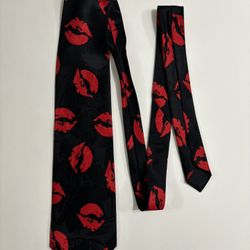 Surrey Men’s Neck Tie, Red Hot Lips, Red & Black 100% Polyester
