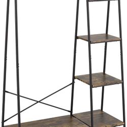 Rustic Clothing Rack With Shelf