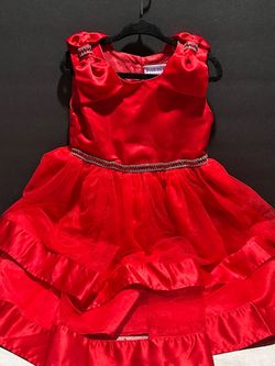 Girls Red Satin Holiday Party Dress