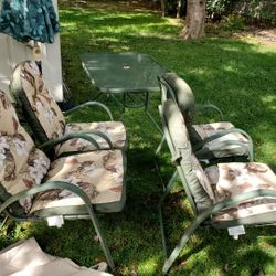 Glass Table & 4 Removable Padded Chairs