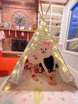 Kids Indoor Teepee Tent with Fairy Lights