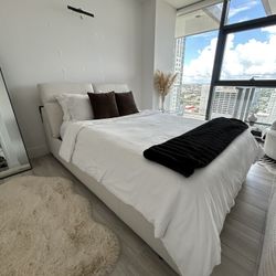Leather bed frame queen
