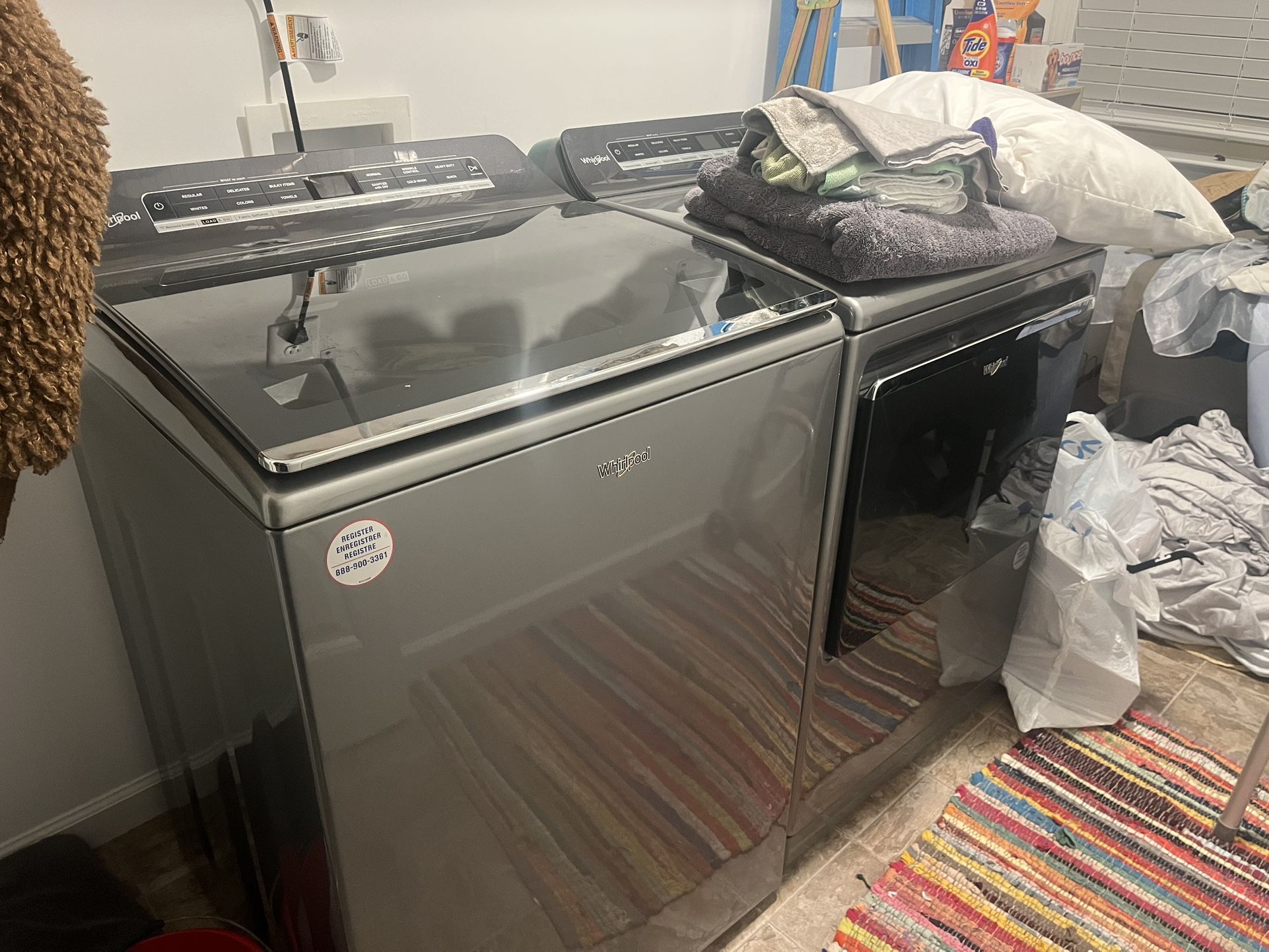 Premium Whirlpool Top-Load Set (Chrome Shadow) - {5.3 cu. ft.} Washer w {Load \& Go} & {2-in-1} Agitator!