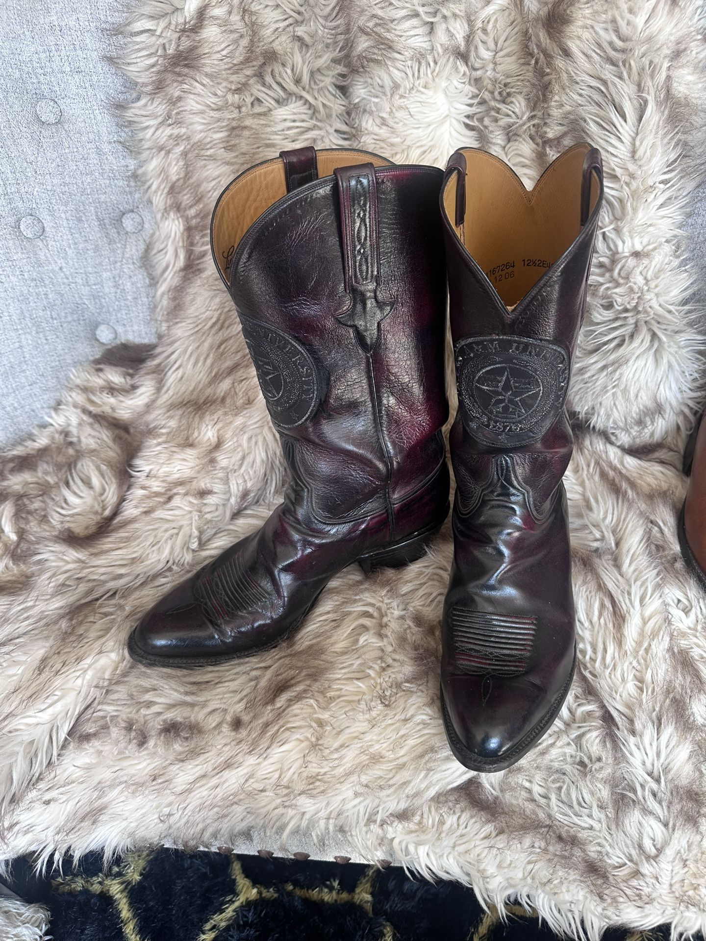 Cowboy Boots Lucchess Classic Black And Reddish Size 12 1/2.