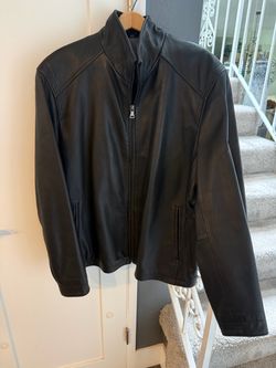 Men’s Black Leather Jacket XL