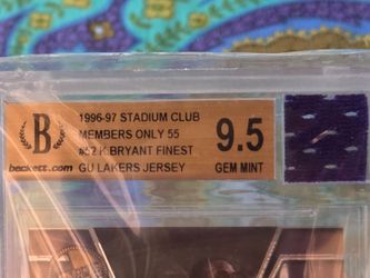 1996 Kobe Rookie with rookie season game used jersey pop 4 none higher BGS 9.5 gem mint