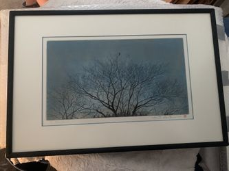 1949 Japanese Etching Art Vintage 