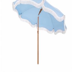 Brand New 7ft Patio Fringe Umbrella Outdor Tassel Beach Umbrella with Push Botton Tilt UPF50+