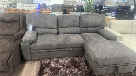 Crazy Sale Now!! Grey Pull Out Sleeper Sectional $799
