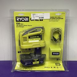 NEW RYOBI RYi150C Push Start Power Source & Charger 18 V W/2.0 Ah Battery