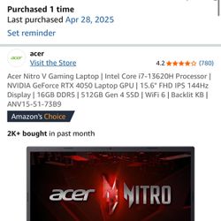 ACER Nitro V Gaming Laptop RTX 4050 SPECS IN DESCRIPTION 